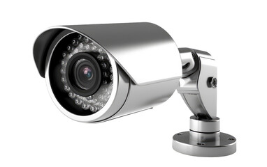 A CCTV Camera Safeguarding and Monitoring Security Around the Clock on a White or Clear Surface PNG Transparent Background.