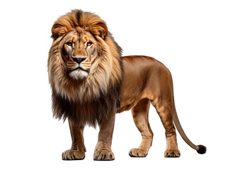 Majestic lion standing in front of transparent background
