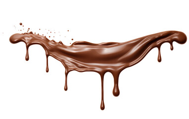 A Chocolate Dripping Flow, Forming a Rivulet of Decadent Bliss on a White or Clear Surface PNG Transparent Background.