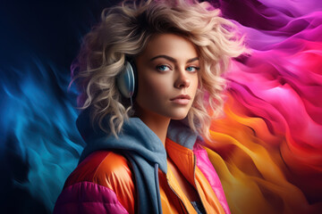 Fototapeta premium A template with a focus on gradients and color transitions, creating a visually striking and modern aesthetic. Generative Ai.