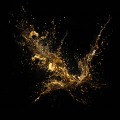 Obraz premium golden splash isolated on black background