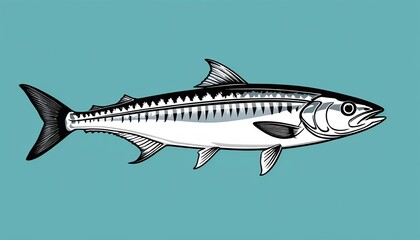 Fresh Fish Illustration in Modern Flat Style Vector