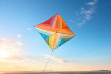 A colorful kite soaring in a clear sky, embodying the playful and carefree nature of childhood and the freedom to dream. Generative Ai.