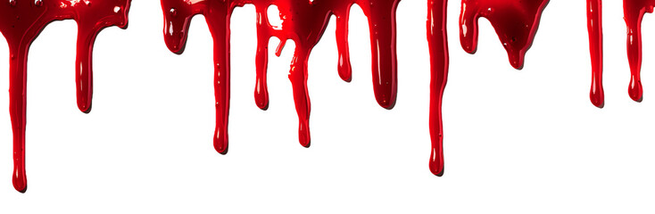 Blood, red sauce or red paint splashes isolated on white or transparent background. - obrazy, fototapety, plakaty