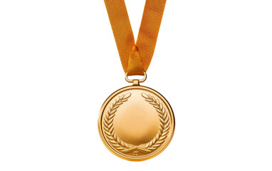 The Gleam of a Gold Medal, A Beacon of Triumph and Unyielding Success on a White or Clear Surface PNG Transparent Background.