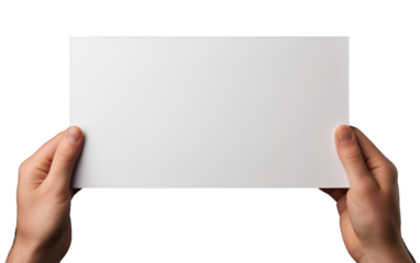 Hands Holding White Paper, Inviting Calmness Before the Storm of Creativity on a White or Clear Surface PNG Transparent Background.