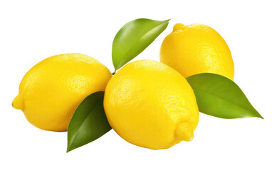 Juicy Yellow Lemons, A Celebration of Nature Tangy and Refreshing Bounty on a White or Clear Surface PNG Transparent Background.