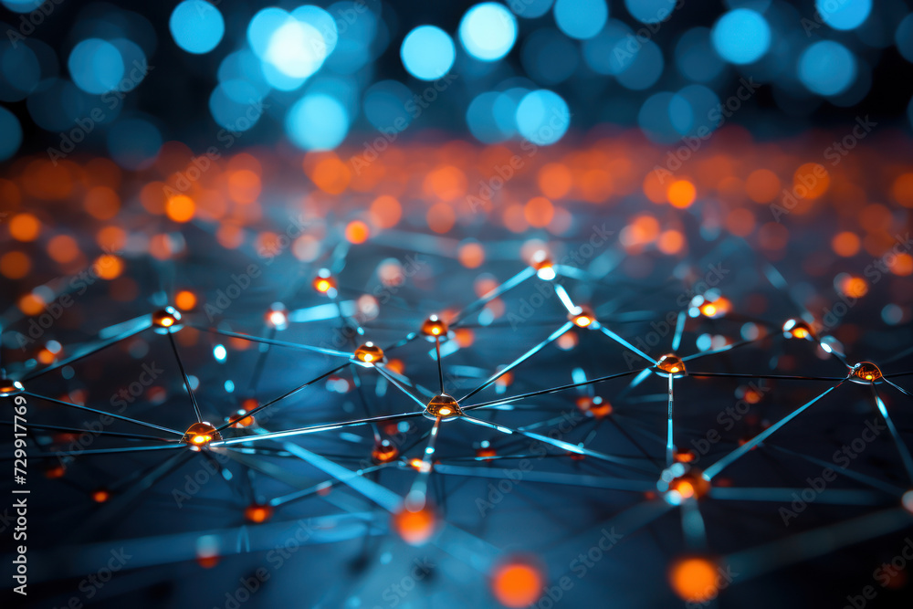Poster a web of interconnected nodes, illustrating the interdependence and synergy of ideas in a networked 