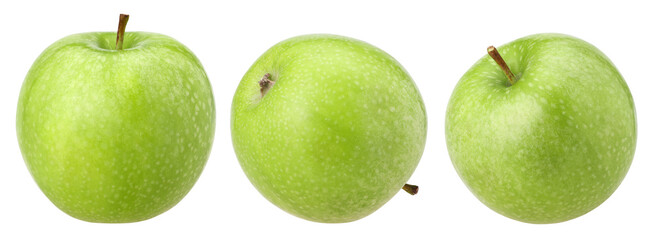 green apple isolated, fresh green apple, transparent PNG, PNG format, collection