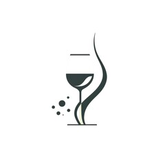 minimalistic graphic logo of wine glass on white background