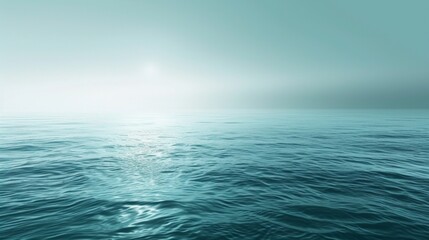 Obraz premium Ethereal Ocean Mist: Soft blue and teal hues blend seamlessly, evoking the tranquil misty shores of the ocean