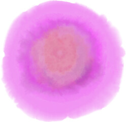 Runde Form aus rosa-orangefarbener Aquarellfarbe, mit viel Wasser gemalt - Isoliert auf transparentem Hintergrund, als Überlagerung und Designelement