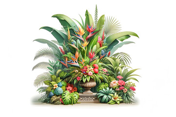 Decor featuring beautiful tropical flowers and plants