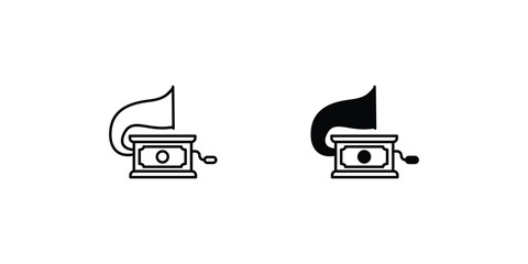 gramophone icon with white background vector stock illustration