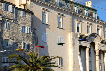 Historical city centre of Split, Croatia. Beautiful view of the promenade.