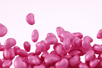 Falling of pink heart, background for valentine day festival wedding celebration, 3D rendering.