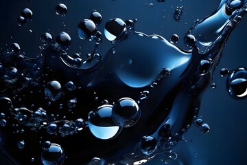 Abstract Dark Blue Water Splash. generative ai