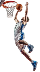 Fotobehang Dynamic basketball player in action with ball, illustration depicting sports athleticism.  © I LOVE PNG