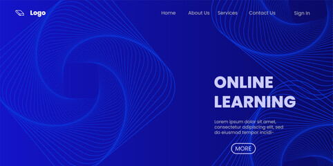 Obraz premium Online education landing page template. Abstract background for e-learning school web site
