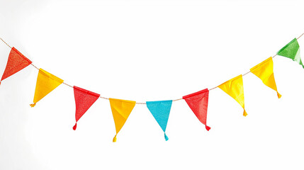 Carnival garland with flags isolated on white background. - obrazy, fototapety, plakaty