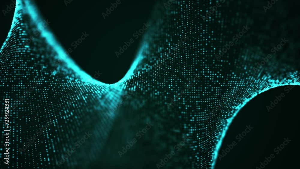 Poster animated wave of glowing dots. network connection structure. big data. futuristic background for pre
