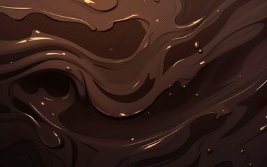 Sweet food poster background. An illustration of a melted dark chocolate background. Liquid...