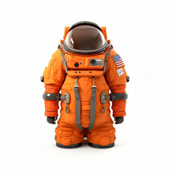 Astronaut orange space suit isolated on white background