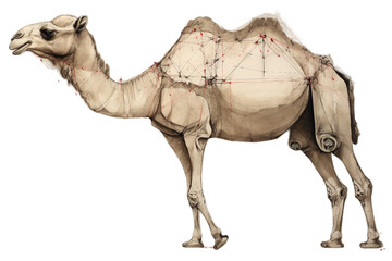 A diagrammatic drawing Camel exposure method, Isolated on transparent PNG background, Generative ai