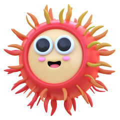 3d icon Rambutan, 3d illustration, 3d element, 3d rendering, Graphic Elements, design element. Icon design, interface elements, concept illustration, fruit, user interface