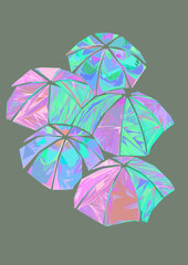 Parasolki. Autorski rysunek opracowany graficznie. 