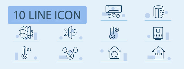 Air line icon. Efficient, quiet, powerful, air purification, indoor air quality, climate control. Pastel color background. Vector line icon for business and advertising