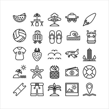 summer icon set. line icon collection. Containing summer icons..