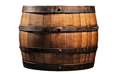 Fototapeta premium The Aged Patina of an Old Wooden Barrel, Silent Witness to the Years on a White or Clear Surface PNG Transparent Background.