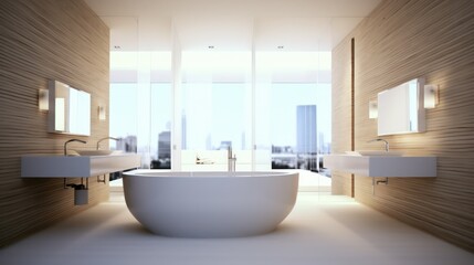 Fototapeta na wymiar Modern minimalist Bathroom architecture visualization, Luxury archviz