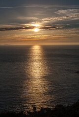 Sunrise with low clouds on Omaha Beach Normandy France