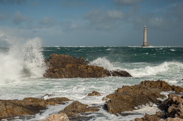 Phare du cap de la Hague, Normandy France on a stormy day in summer