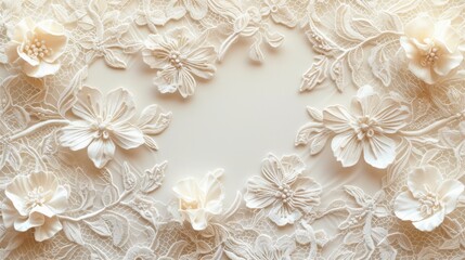 Intricate lace patterns in white and ivory, evoking elegance and femininity