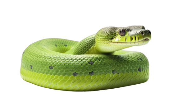 Witness the Massive Size and Strength of the Green Anaconda in Rainforest Habitats on a White or Clear Surface PNG Transparent Background.