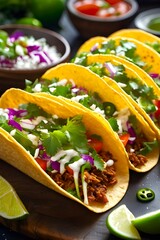 Portrait of delicious Mexican food tacos are presented in a certain event of occasion