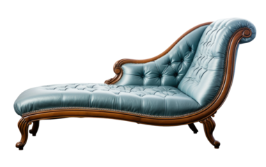 Discover Comfort and Style with Our Upholstered Chaise Lounge for Your Living Room Needs on a White or Clear Surface PNG Transparent Background.