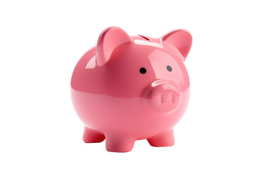 The Financial Goals with the Adorable Pink Piggy Bank on a White or Clear Surface PNG Transparent Background.