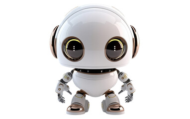 Innocence and Charm Radiating from the Cute Tech Robot on a White or Clear Surface PNG Transparent Background.
