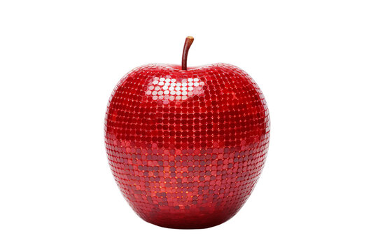 illustration of mosaic style A red apple, Isolated on transparent PNG background, Generative ai