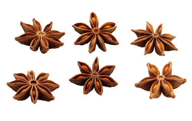 Stellar Display of Flavor in a Thoughtfully Curated Star Anise Collection on a White or Clear Surface PNG Transparent Background.