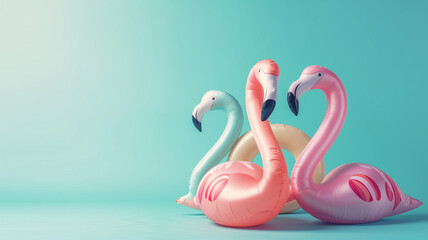 Inflatable Flamingo Float ,Vibrant 3D Letters on Pastel Background
