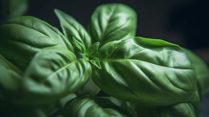 Basil leaves with selective focus