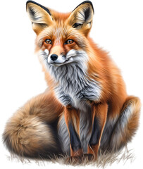 Obraz premium Red Fox, Close-up colored-pencil sketch of Red Fox, Vulpes vulpes.