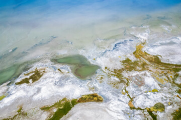 High mountain lake Tso Kar, aerial view, Himalaya nature, Ladakh, India