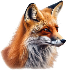 Fototapeta premium Red Fox, Close-up colored-pencil sketch of Red Fox, Vulpes vulpes.