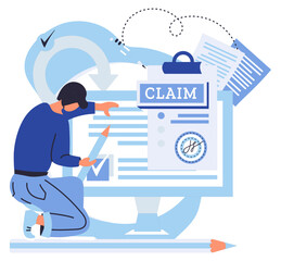 Claim application vector illustration. A checklist can help you ensure all required documents are included The contract is legal agreement outlining terms and conditions Each choice on form represents